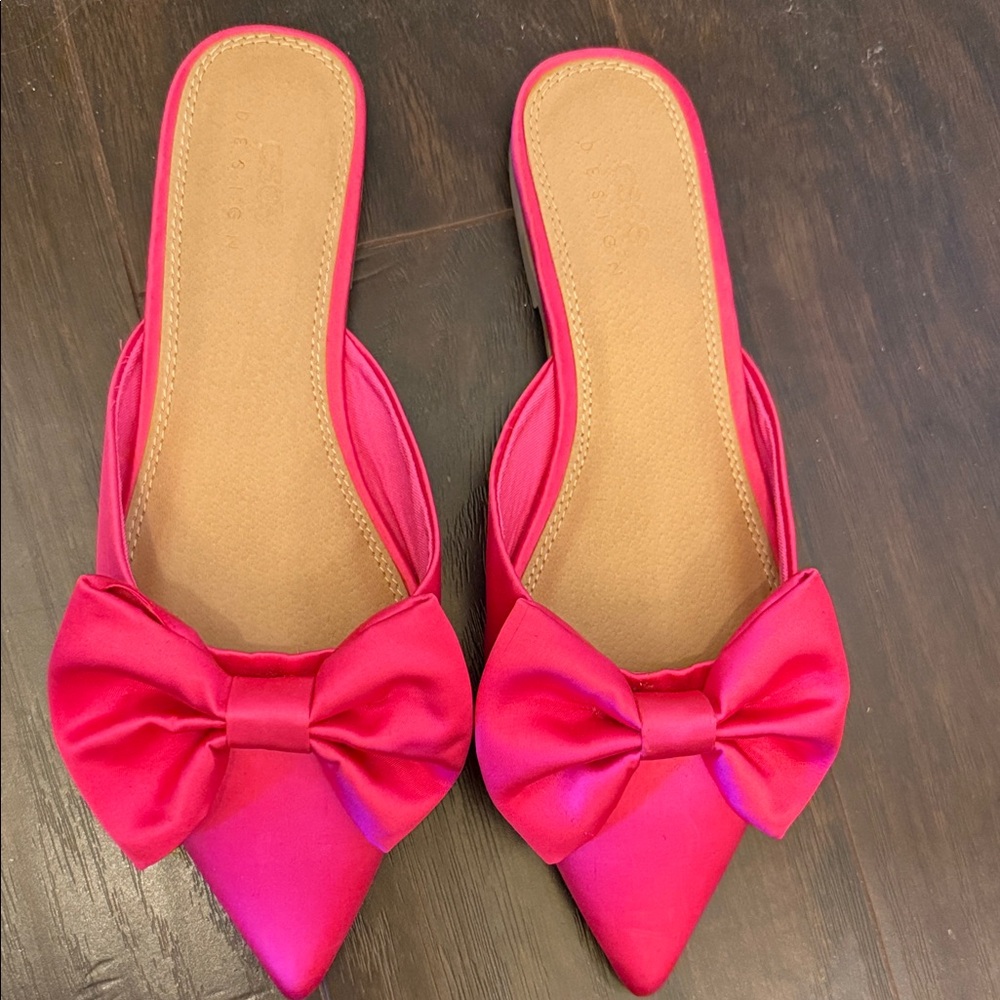 ASOS Fuchsia Bow Mules - Picture 2 of 7